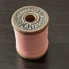 Vintage Richardson Silk Co. Thread Wooden Spool Pink 112 Sewing Thread Pastel