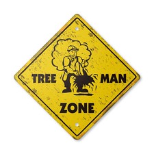 Tree Man Vintage Crossing Sign Xing Plastic Rustic guy landscaper trimming surge