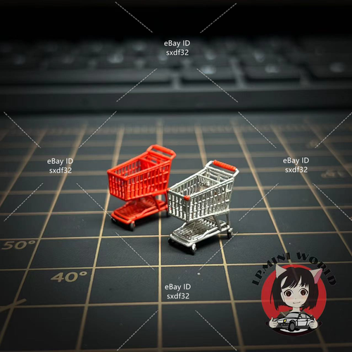 1/64 Scene Props Shopping Cart Miniatures Figures Model For Cars Vehicles Toys - Picture 2 of 6