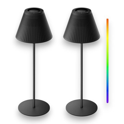 Honeywell Akku LED Tischlampen 2er Pack Tragbar Wiederaufladbar Schreibtischlampe Schwarz