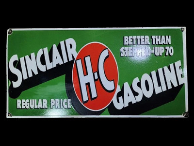 PORCELIAN SINCLAIR ENAMEL SIGN SIZE 42X20 INCHES DOUBLE SIDED