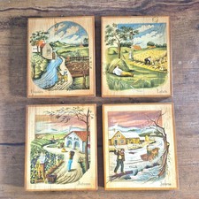 Dipinti d'epoca dipinti a mano su legno 4 stagioni Rita Simonetto ITALIA