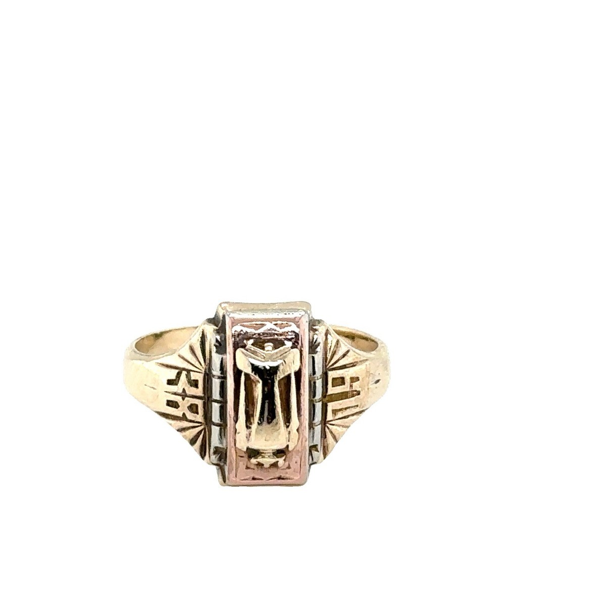 10K Solid Tri Colored Gold 1938 Josten Dura-Tone Class Vintage