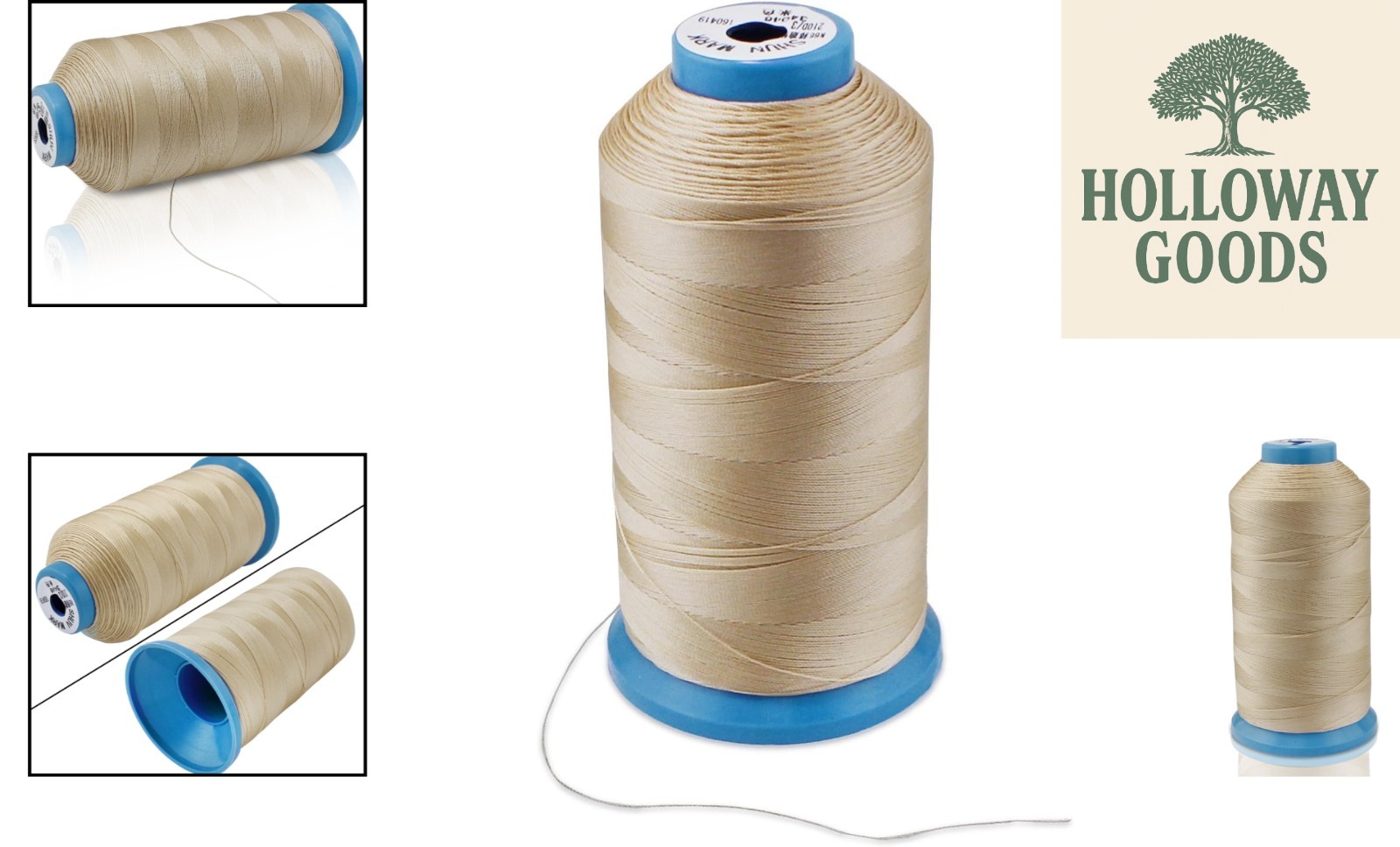 High-Strength 1500 Yard Bonded Nylon Thread in Elegant Beige for Every Project