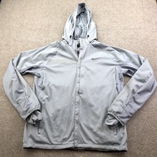 Nike Jacket Mens Large Gray Hooded Full Zip Dri-FIT Windbreaker Running