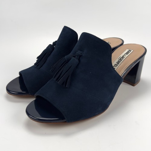 Scarpe mules Karl Lagerfeld Paris Hettie blu navy nappa tacco a blocco donna taglia 7
