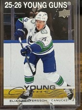 Elias Pettersson Young Guns 2025-26 Upper Deck Series One RC Canucks Rookie Card. rookie card picture
