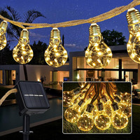 Solar Lichterkette AußEn 7,5M 16 Led GlüHbirnen Wetterfest Warmweiß FüR Garten