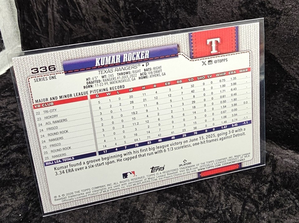 Kumar Rocker 2026 Topps Series 1 Spring Training Foil - Future Stars SP ...