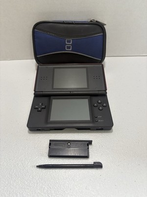 Nintendo DS Lite Crimson Red Black Handheld Console w/ Travel Case Tested Works
