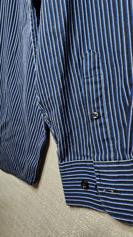 Beverly Hills Polo Club Shirt Adult L Blue Plaid Snap Button Up Short Sleeve - Image 3 of 4
