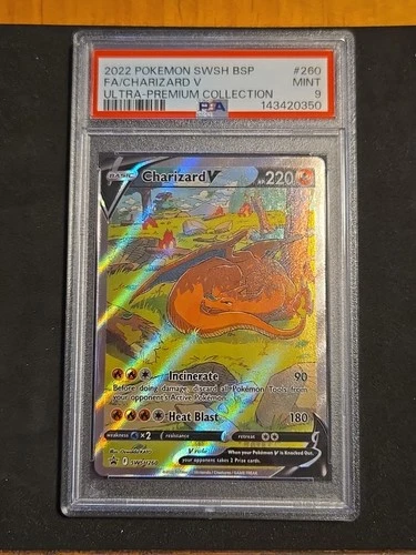 2022 Pokemon Charizard V SWSH260 Full Art Ultra Premium Collection - PSA 9