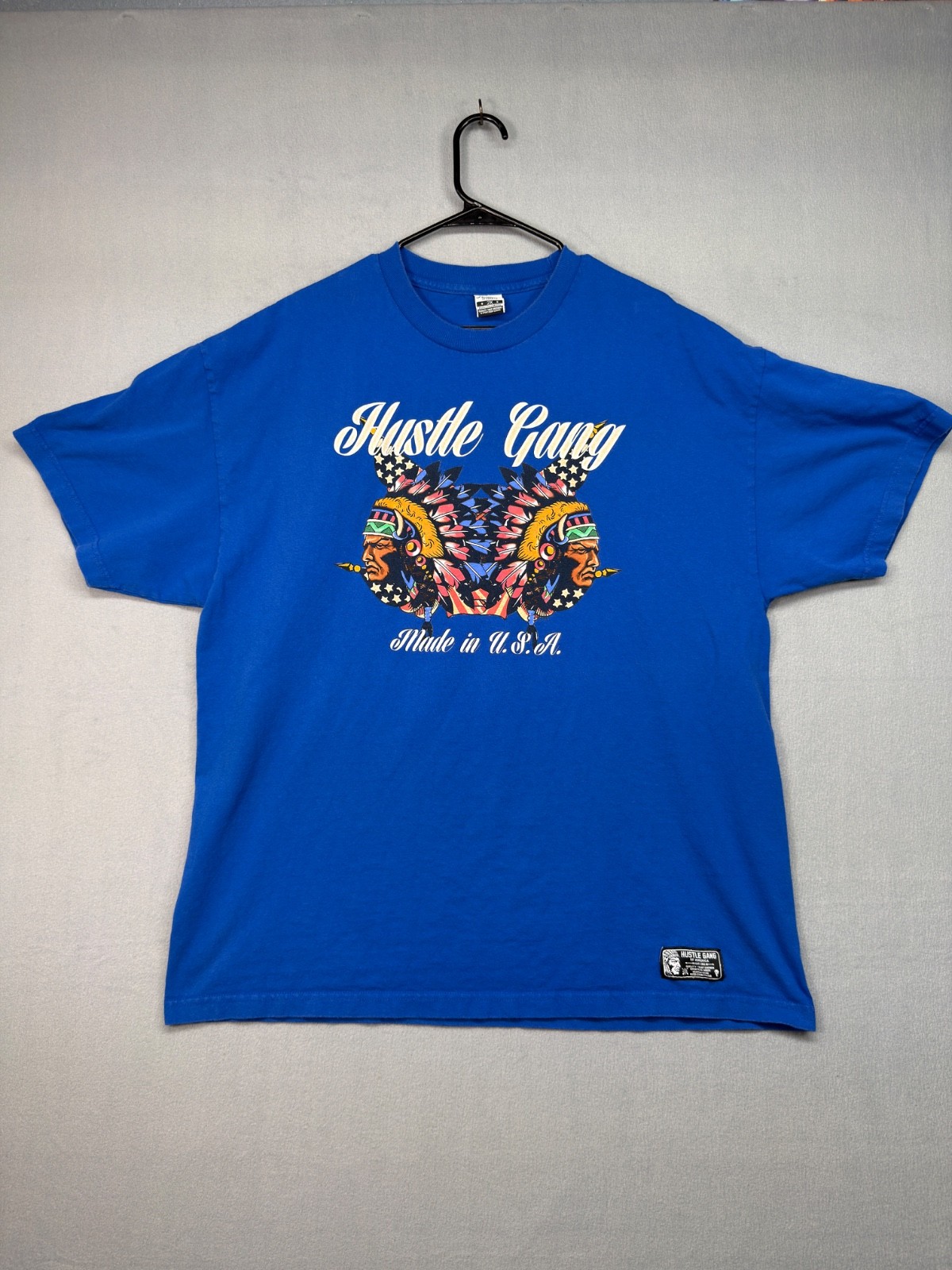 Hustle Gang T Shirt Mens 2XL Blue Graphic Made In USA Streetwear Logo Tee