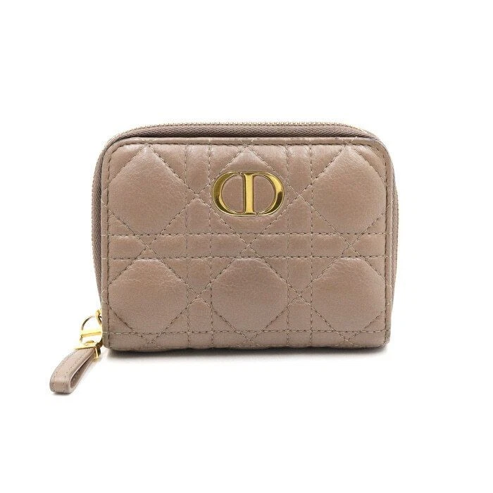 Portefeuille Dior marron agneau cannage Karol compact fermeture éclair S5032UWHC 123434823