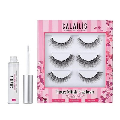 CALAILIS False Eyelash, Eye Makeup Lash 3D Faux Mink Fake Eyelash Long Natural