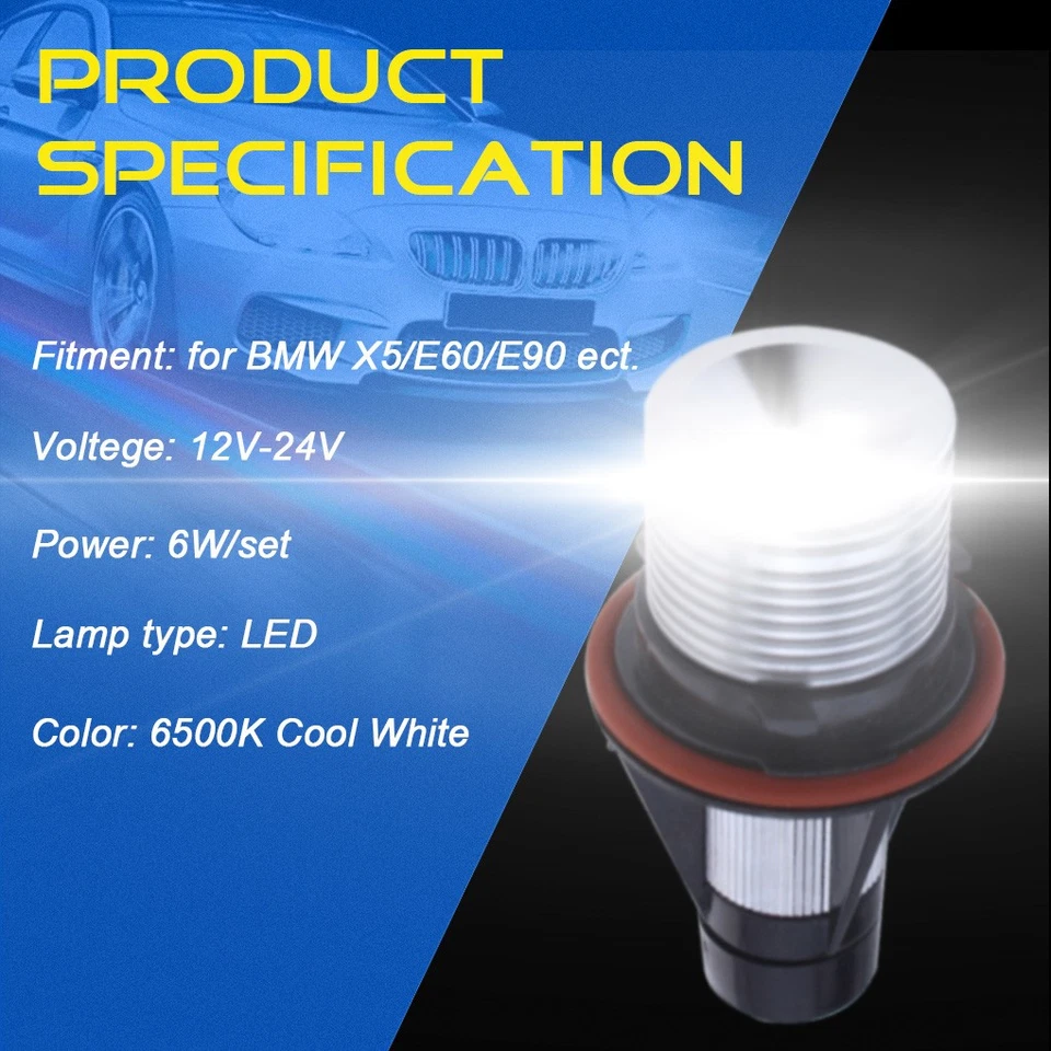 For BMW X3 E60 E61 E64 E39 E53 E66 E87 Angel Eye Halo Side Marker LED Light Bulb - Image 2 of 4