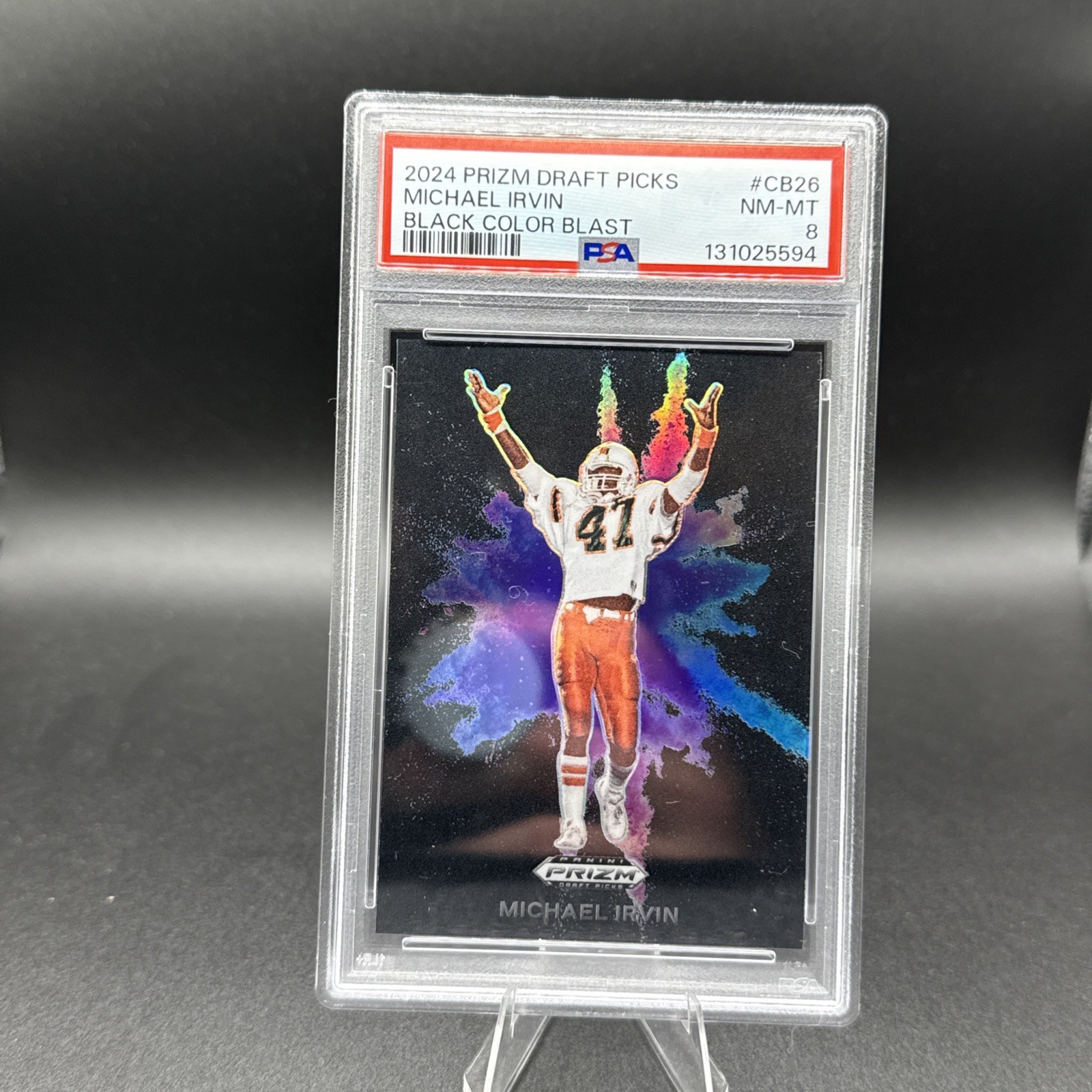 2024 Panini Prizm Draft Picks - Black Color Blast Michael Irvin #CB-26 PSA 8