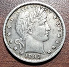 1895 Barber Quarter Choice VF+ near EF XF Orig. Toning Better Date Silver Coin
