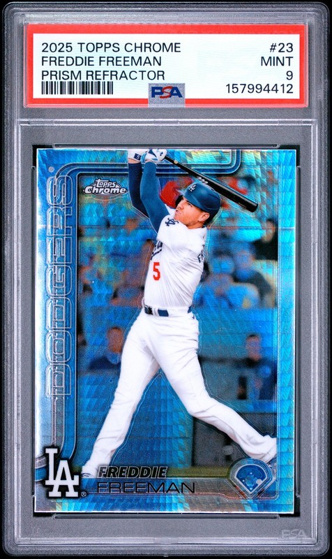 2025 TOPPS CHROME PRISM REFRACTOR #23 FREDDIE FREEMAN PSA 9