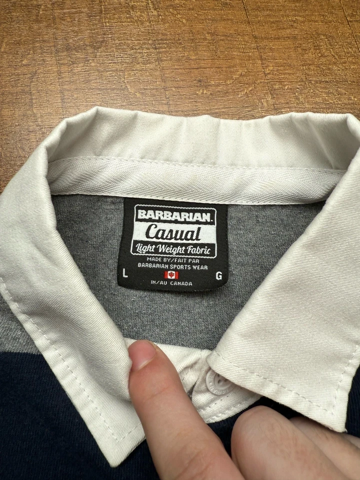 Camisa polo masculina bárbara vintage tamanho grande cinza azul colorblock - Imagem 4 de 4