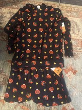 Peanuts Pajama Shorts Hoodie Set Halloween Snoopy Black Size Large New