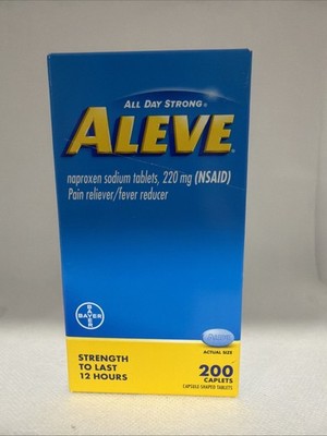 ALEVE Naproxen Sodium Pain Reliever Caplets - 200 Count Exp 03/2028