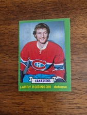 1973-74 O Pee Chee Larry Robinson Montreal Canadiens Rookie Card #237; Gray Back. rookie card picture