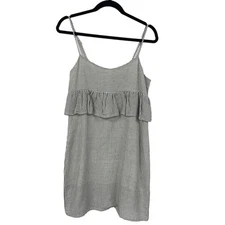 Ethereal By Paper Crane Cream Navy Striped Sleeveless Shift Dress Small