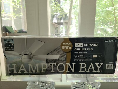 Hampton Bay Corwin 52 in. Indoor/Outdoor Matte White LED Ceiling Fan With Light