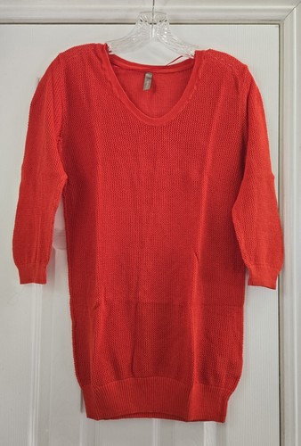 Thymian Pullover Oberteil Damen S rot orange offen Strick Rundhals Pulli - Bild 1 von 11