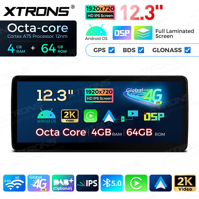 12.3'' Android 14 CarPlay Car GPS Stereo Navi 4G WiFi For BMW E90 E91 E92 E93 CCC