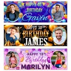 Personalised birthday photo banner man woman boy girl party poster decoration