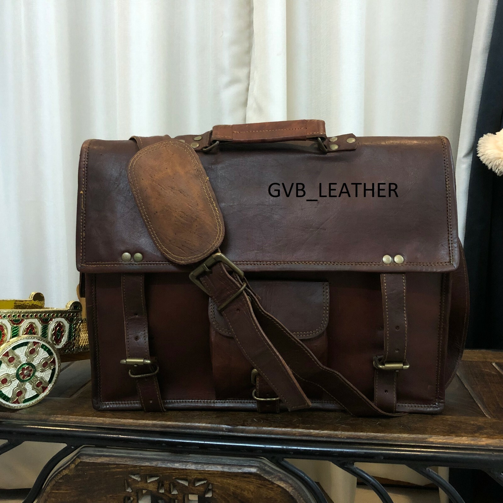 Hombre Vintage Flexible Bolso de Piel Negocios Maletín Bandolera Bolso Bandolera
