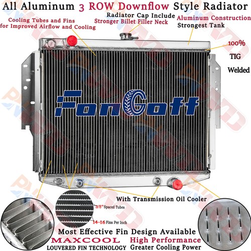 3 Row Aluminum Radiator For Chrysler Cordoba 1980-1983/Dodge Diplomat 1977-1989 - Picture 1 of 10