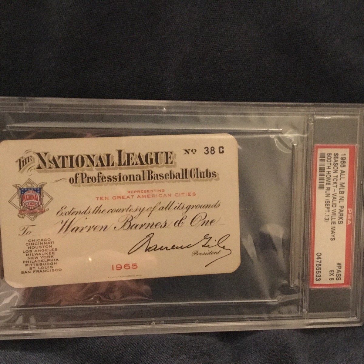 1965 Ticket Pass PSA 5 Willie Mays 500 HR. | eBay