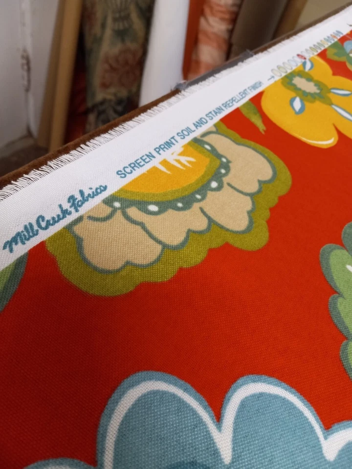 Mill Creek Outdoor Fabric Orange/Blue/Green/ Gold Floral "Jovino Fresco" 4 Yard - Image 3 of 3