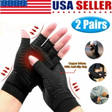 2 Pairs Copper Arthritis Compression Gloves Hand Support Joint Pain Relief USA