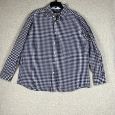 Nautica Men's Blue Plaid Cotton Dress Shirt 17.5 34/35