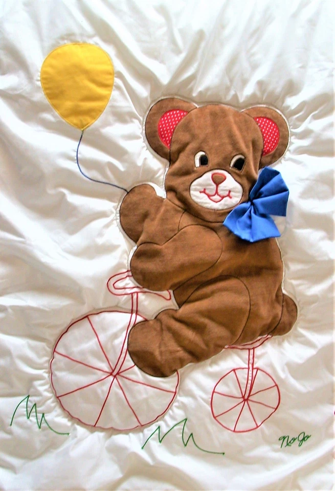 (2) Pc NoJo Crib Set Blanket & Pillow Cover ~ Bear Blue & Brown ~ Size 41 x 50 - Image 3 of 3