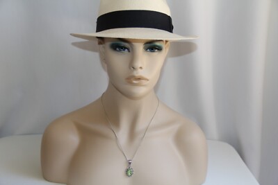 Sterling Silber 24k Gold Folie & grüner feuriger Opal venezianisches Glas Anhänger Halskette