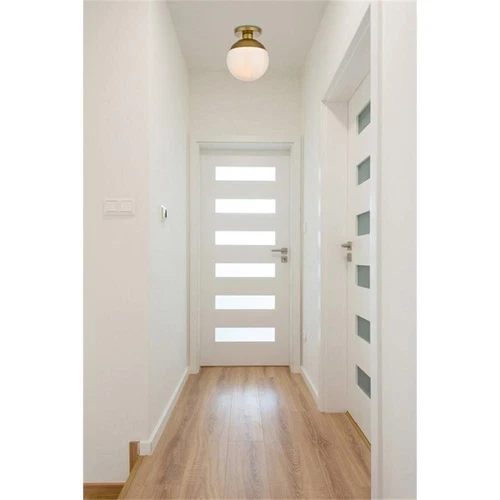 Living District Eclipse 1-Light Metal & Glass Flush Mount in Brass/Frosted White - Picture 2 of 5