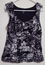 AB Studios Women's XL Sleeve-Less Black & White Blouse