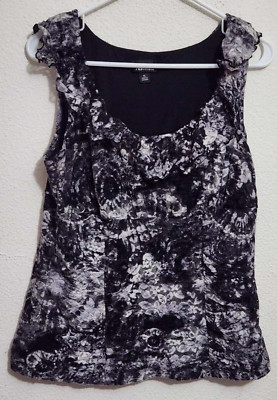 AB Studios Women's XL Sleeve-Less Black & White Blouse
