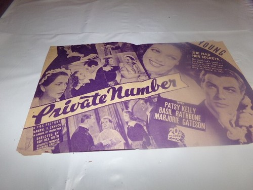 Vintage Private Number Movie advertisement Robert Taylor Loretta Taylor 1936 - Picture 2 of 8