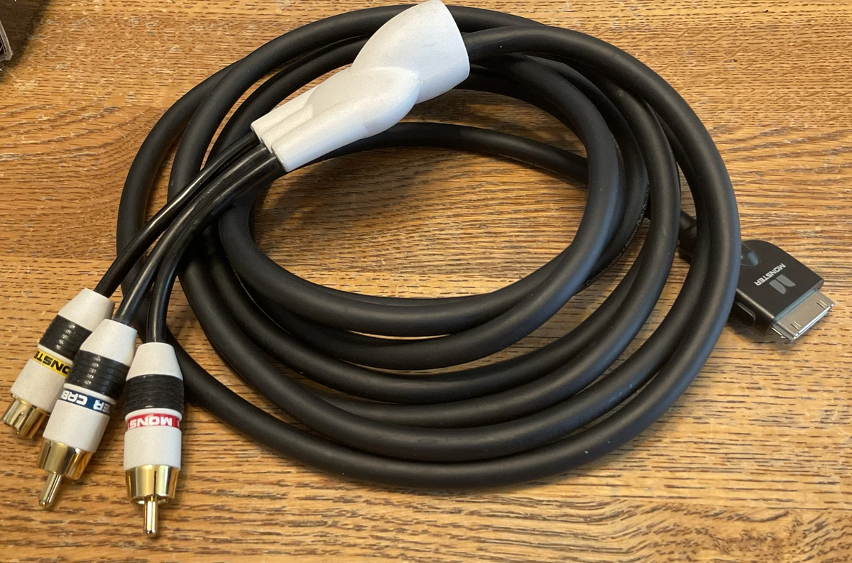 Monster 10 Apple 30 Pin iPad iPhone iPod to S Video RCA Sound Adaptor Cable