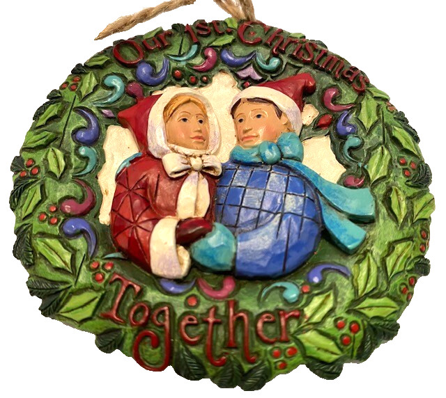 Jim Shore "Our 1st Christmas Together" 3.5" Multicolor Wreath Ornament #4011066