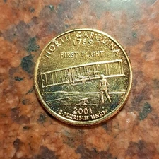 GOLD PLATED 2001-P NORTH CAROLINA U.S. STATE QUARTER - #B4891