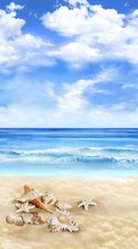 23" Fabric Panel Timeless Treasures Nautical Beachcomber Ocean Seashell Scene