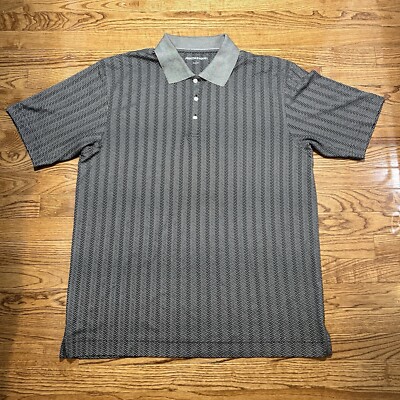 Johnston Murphy Polo Shirt Mens Large Brown Black Geometric Casual