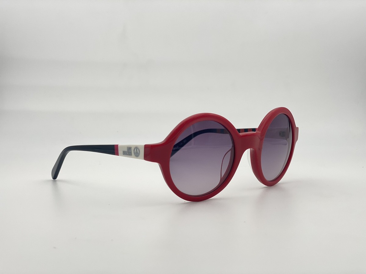 Love Moschino White Round Sunglasses w/ Red Arms + Case Moschino ML50103 Round Sunglasses | eBay main image 4